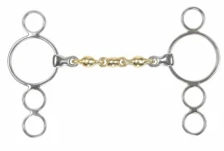 Shires Equestrian Brass Alloy Waterford Three Ring Gag