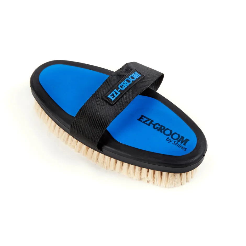 Shires Equestrian EZI-GROOM Grip Body Brush with Goat Hair