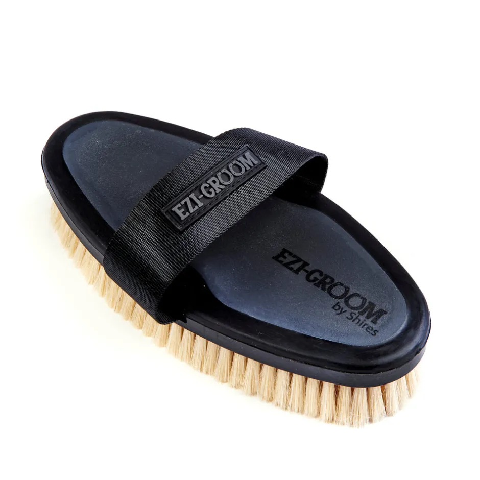 Shires Equestrian EZI-GROOM Grip Body Brush with Goat Hair