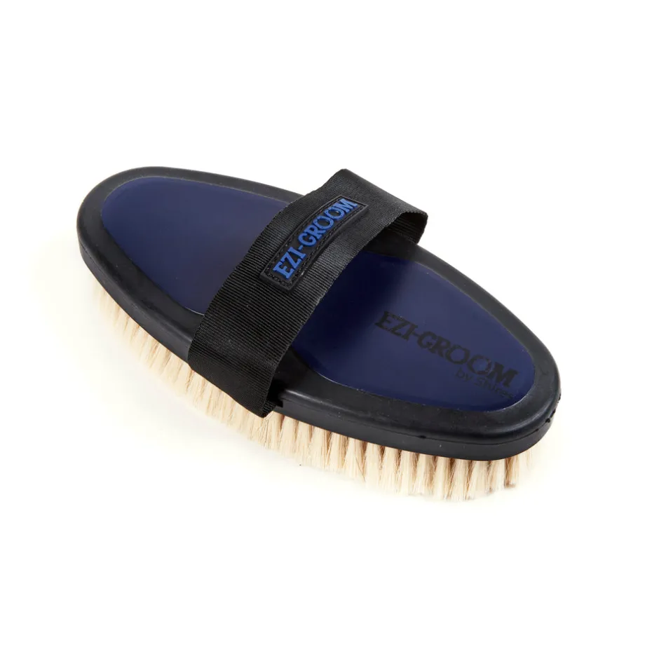 Shires Equestrian EZI-GROOM Grip Body Brush with Goat Hair