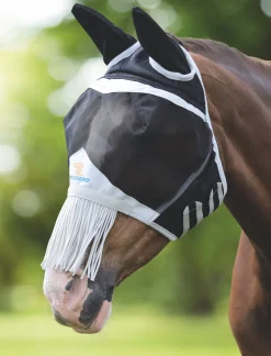 Shires Equestrian FlyGuard Pro Fine Mesh Fly Mask with Ears & Nose Fringe